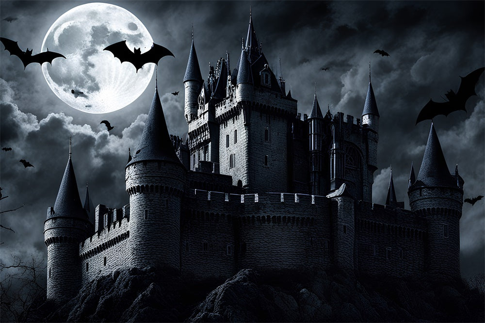 Dark Castle Halloween Full Moon Backdrop UK RR7-500