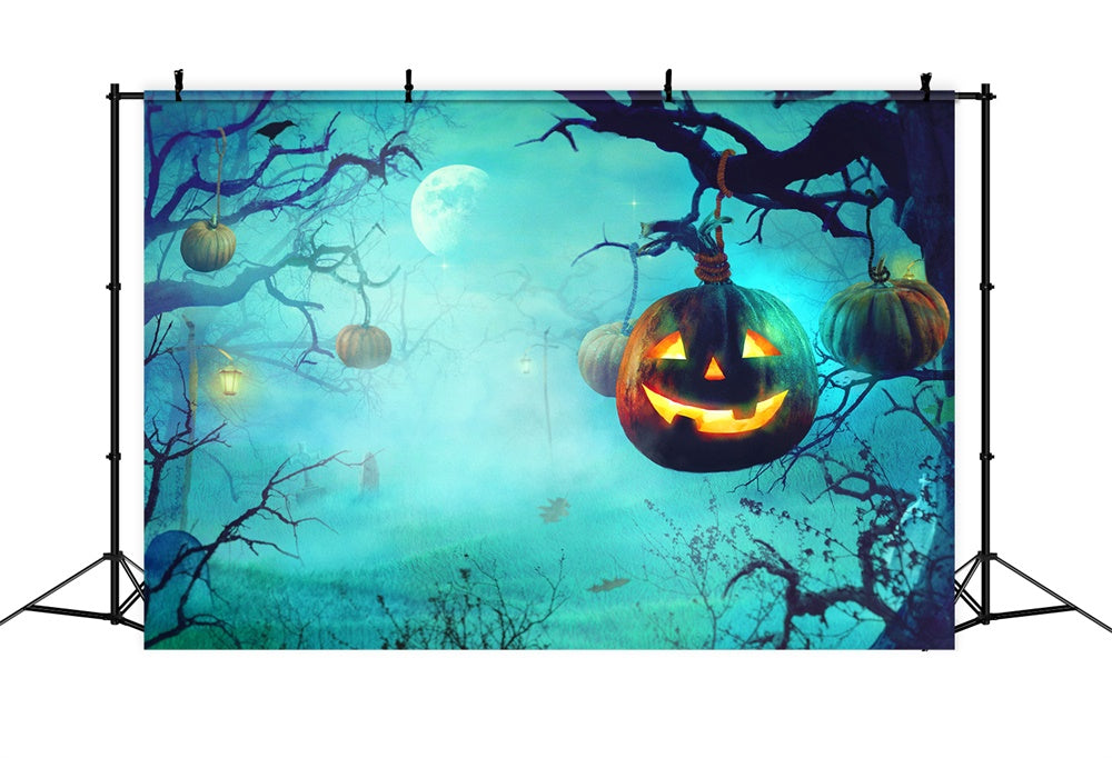 Halloween Foggy Woods Pumpkin Backdrop UK RR7-503