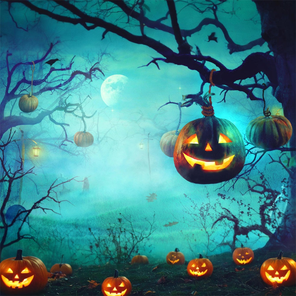 Halloween Foggy Woods Pumpkin Backdrop UK RR7-503