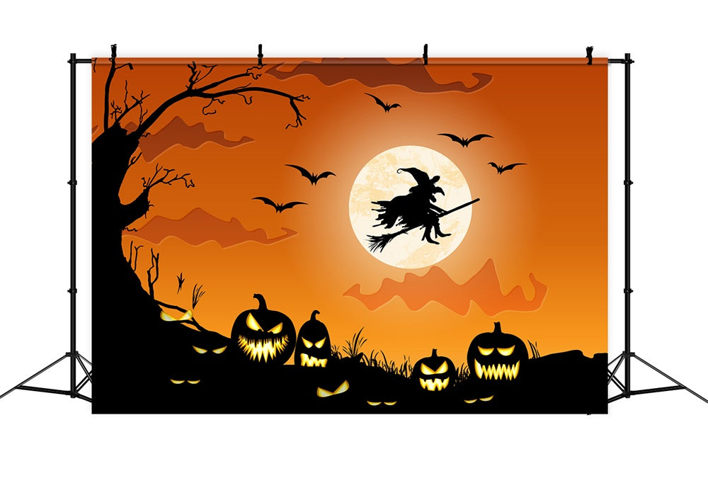 Halloween Dusk Evil Pumpkin Witch Backdrop UK RR7-504