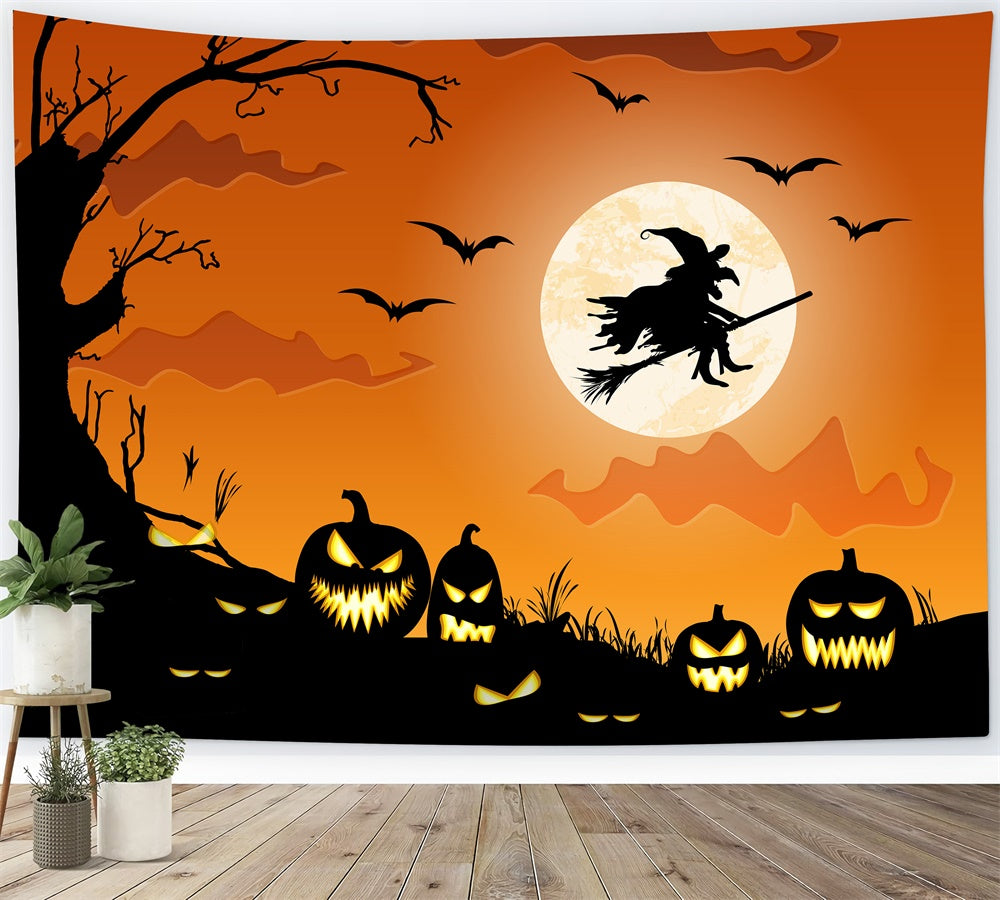 Halloween Dusk Evil Pumpkin Witch Backdrop UK RR7-504