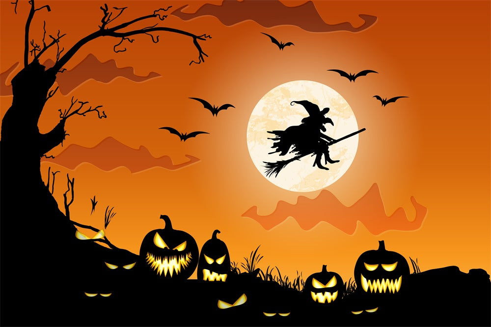 Halloween Dusk Evil Pumpkin Witch Backdrop UK RR7-504