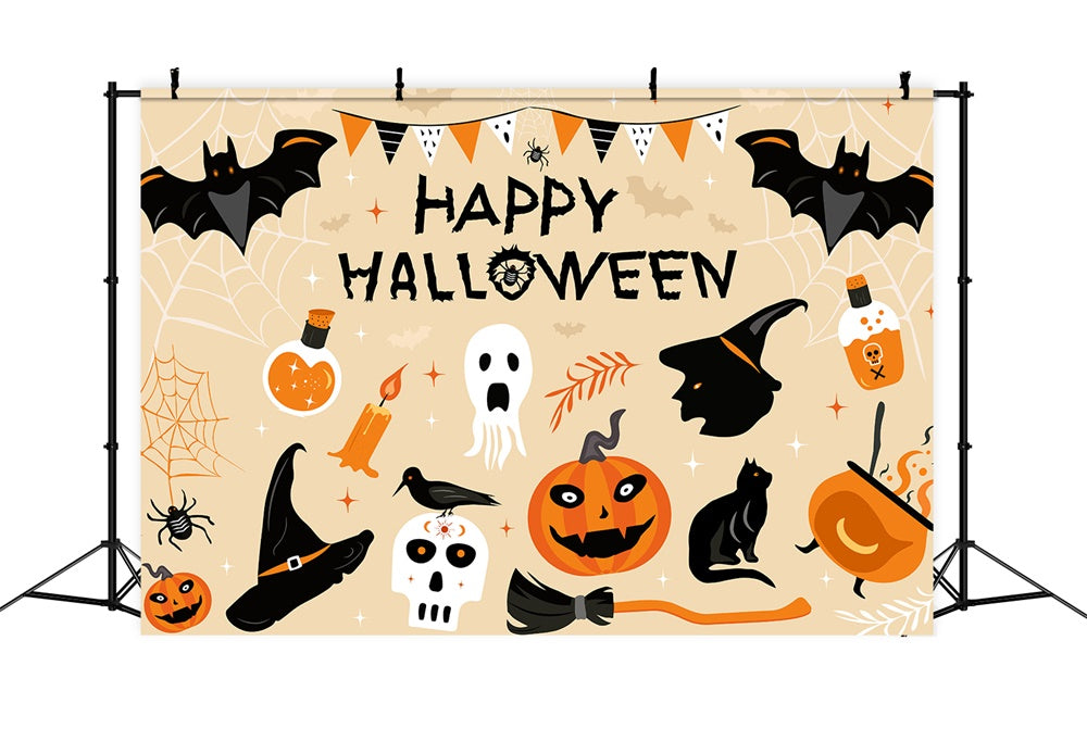 Happy Halloween Ghosts Pumpkin Backdrop UK RR7-506