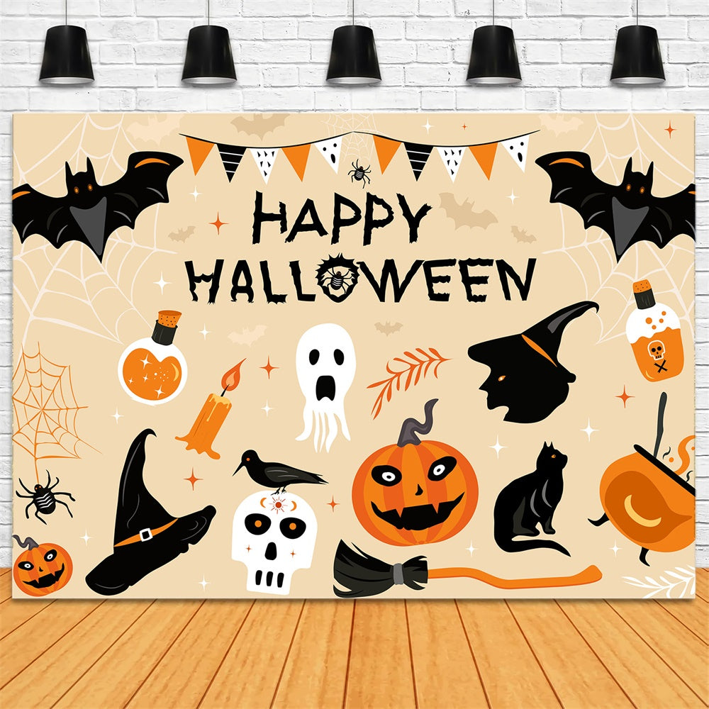 Happy Halloween Ghosts Pumpkin Backdrop UK RR7-506