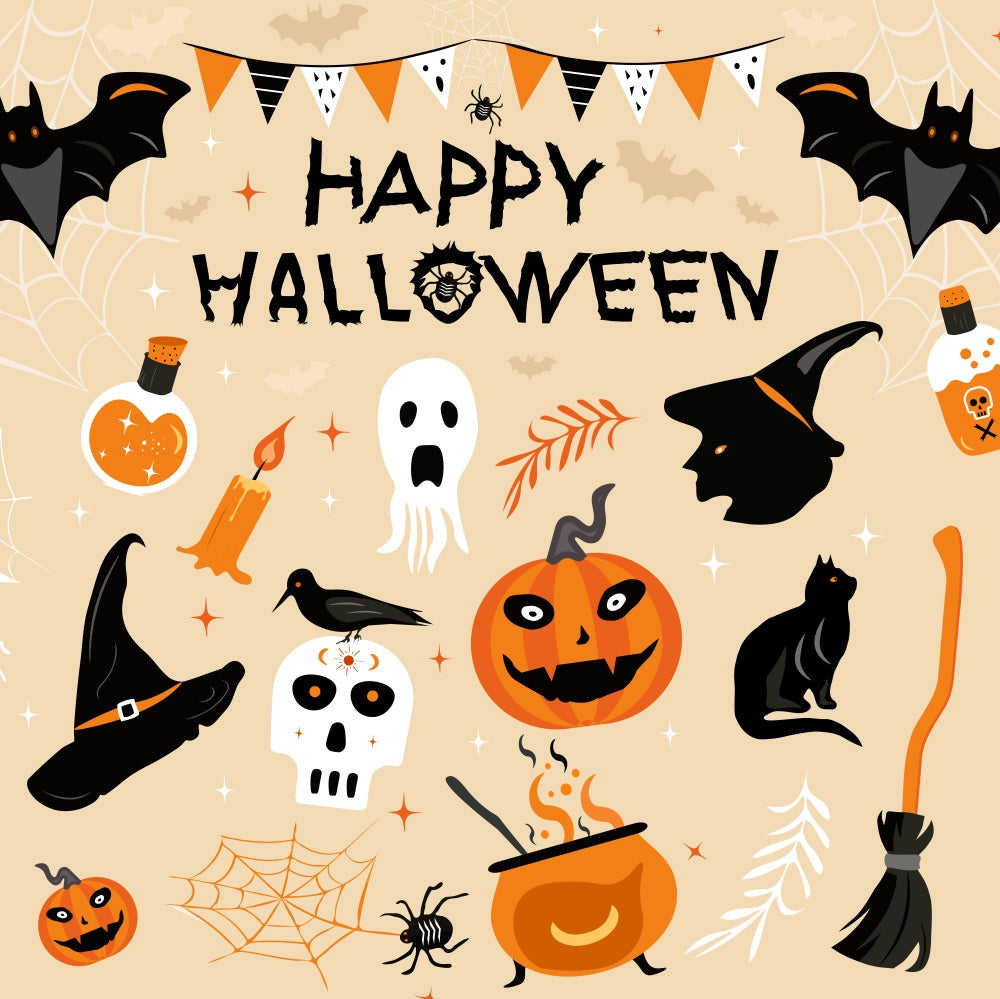 Happy Halloween Ghosts Pumpkin Backdrop UK RR7-506