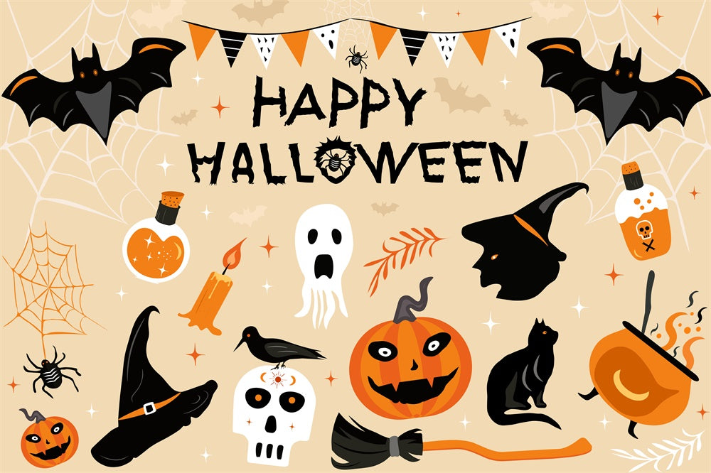 Happy Halloween Ghosts Pumpkin Backdrop UK RR7-506