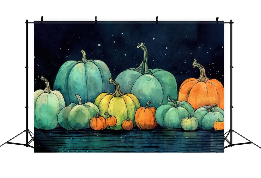 Halloween Watercolor Painting Pumpkins Backdrop UK RR7-509