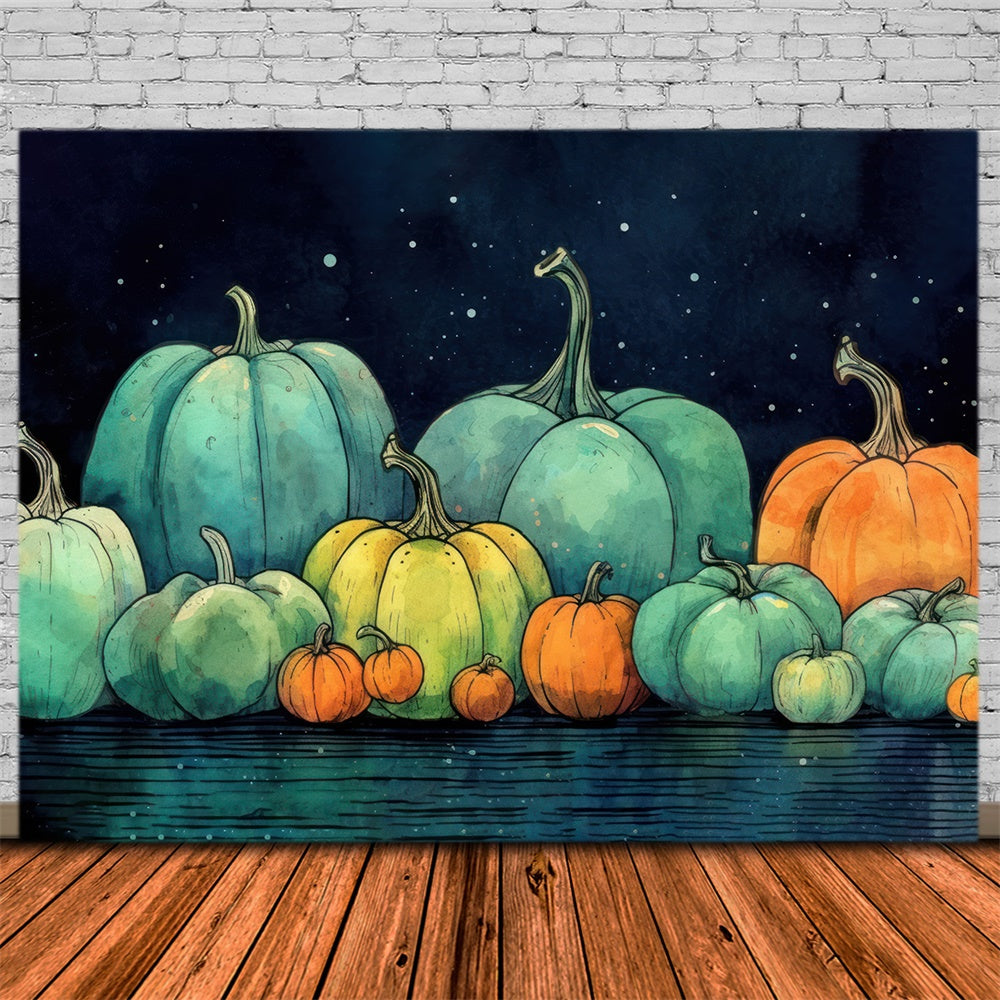 Halloween Watercolor Painting Pumpkins Backdrop UK RR7-509