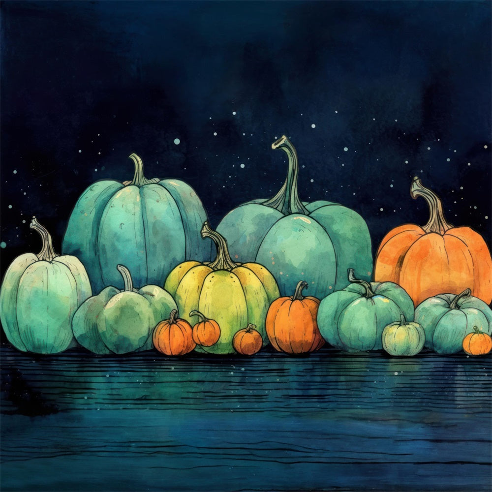 Halloween Watercolor Painting Pumpkins Backdrop UK RR7-509