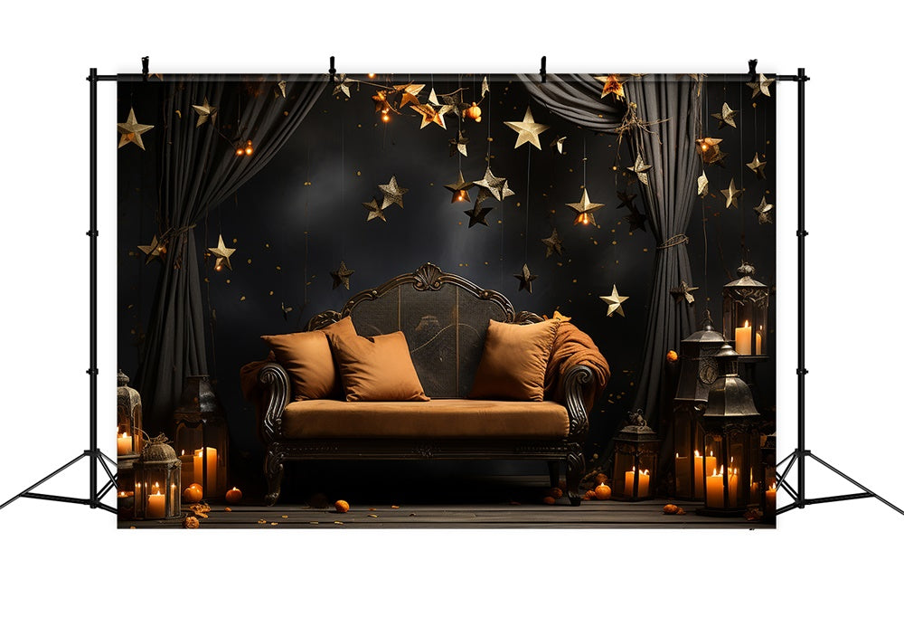 Dark Room Sofa Candles Halloween Backdrop UK RR7-511