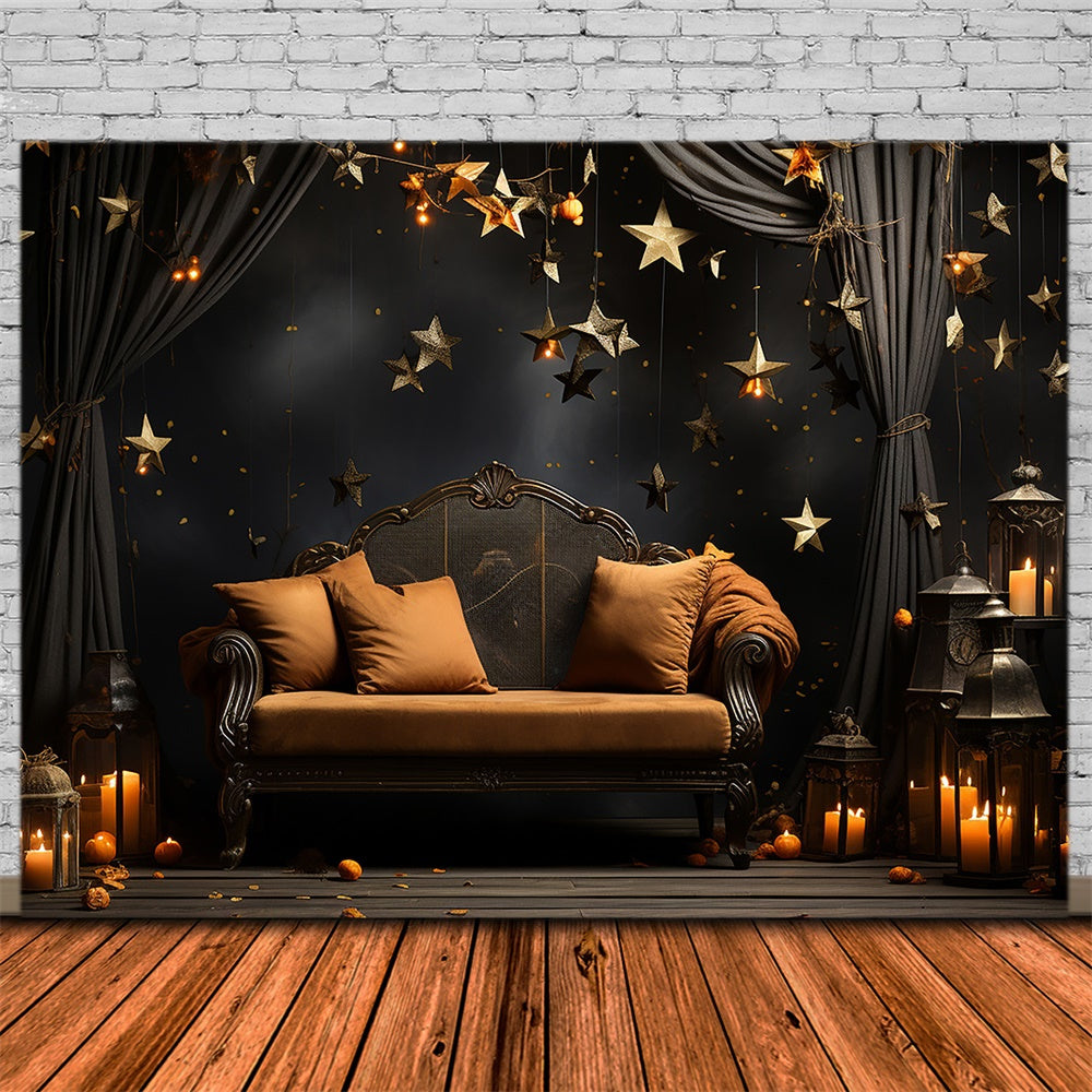 Dark Room Sofa Candles Halloween Backdrop UK RR7-511