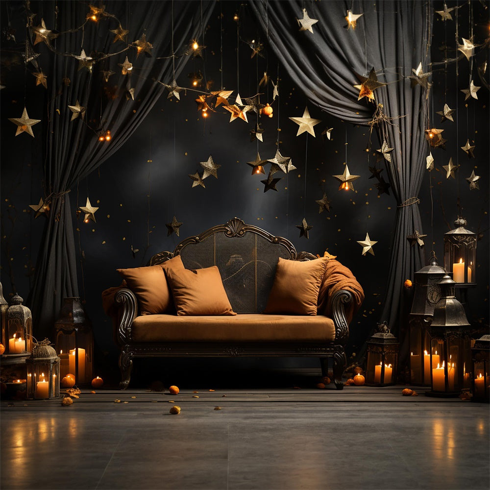 Dark Room Sofa Candles Halloween Backdrop UK RR7-511