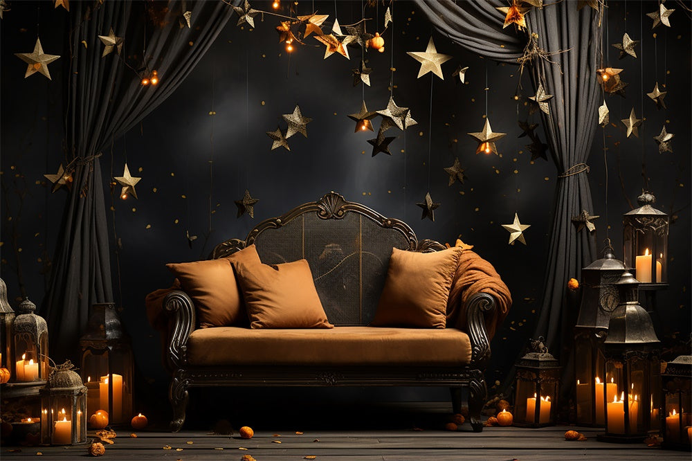 Dark Room Sofa Candles Halloween Backdrop UK RR7-511