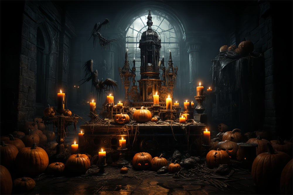 Halloween Dark Horror Room Candles Backdrop UK RR7-514