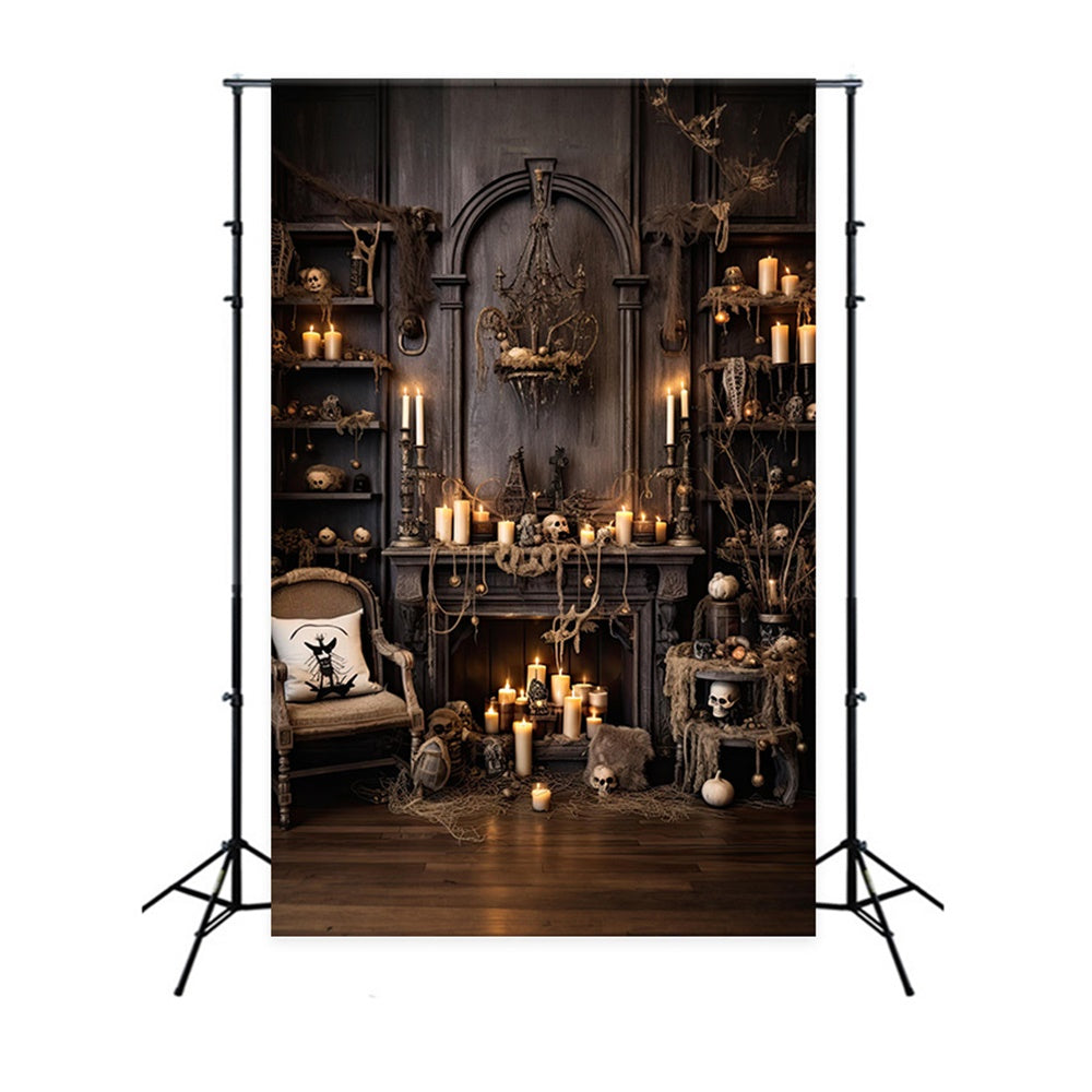 Halloween Old Room Candles Skulls Backdrop UK RR7-519