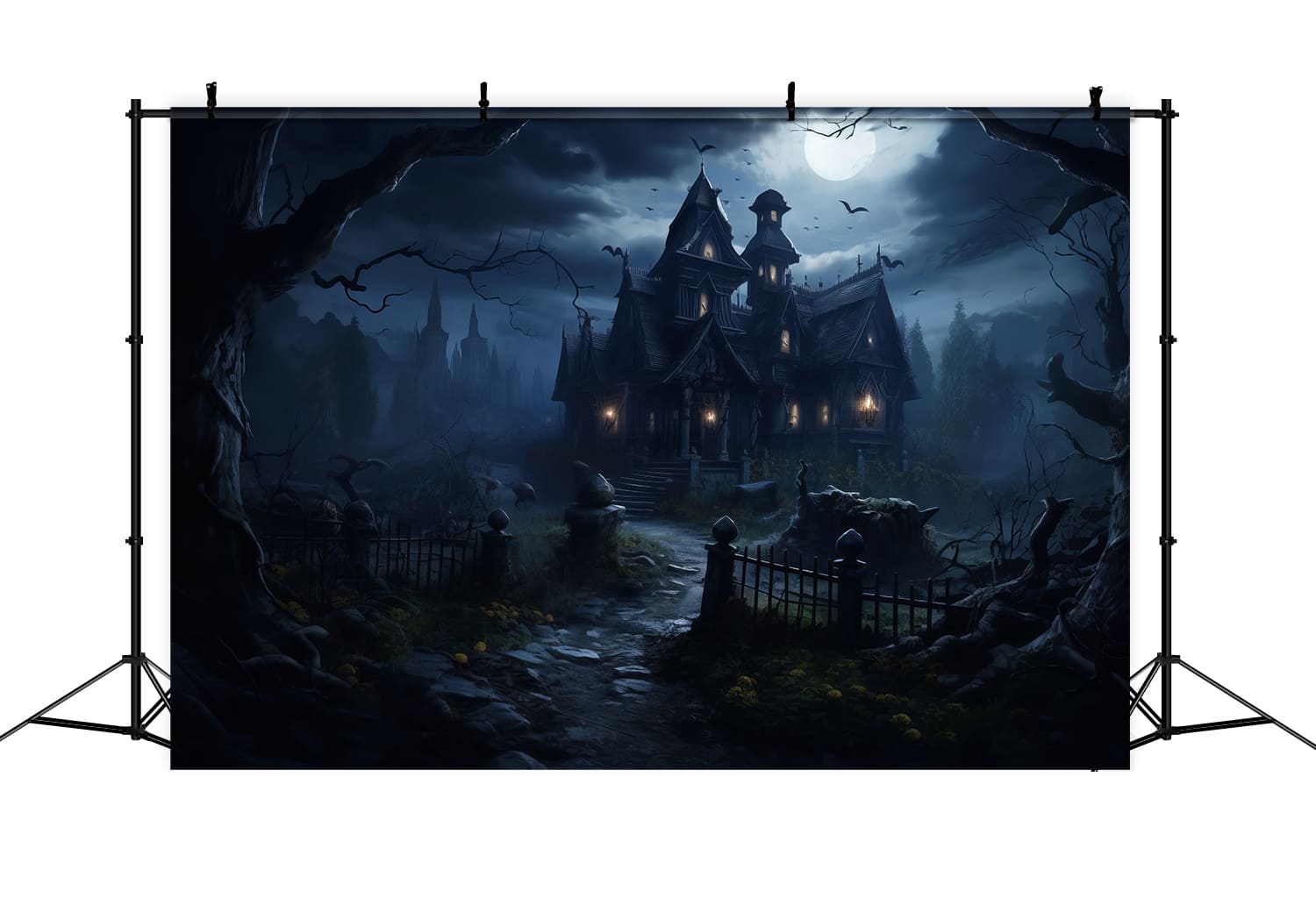 Halloween Horror House Photography Backdrop UK RR7-52