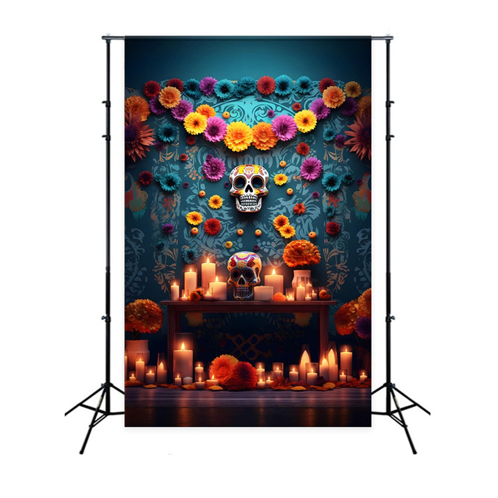 Halloween Scary Skull Flower Wall Candle Backdrop UK RR7-520