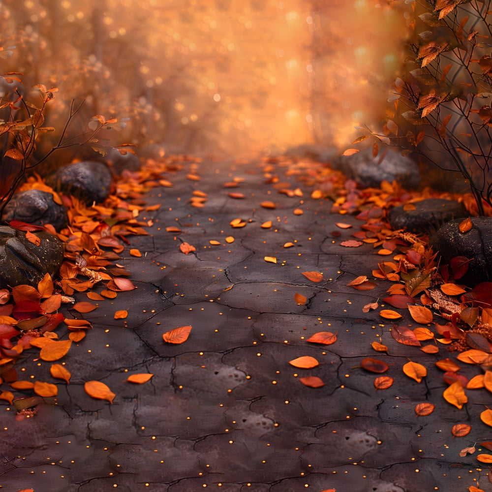 Fallen Leaves Stone Trail Floor Backdrop UK RR7-522