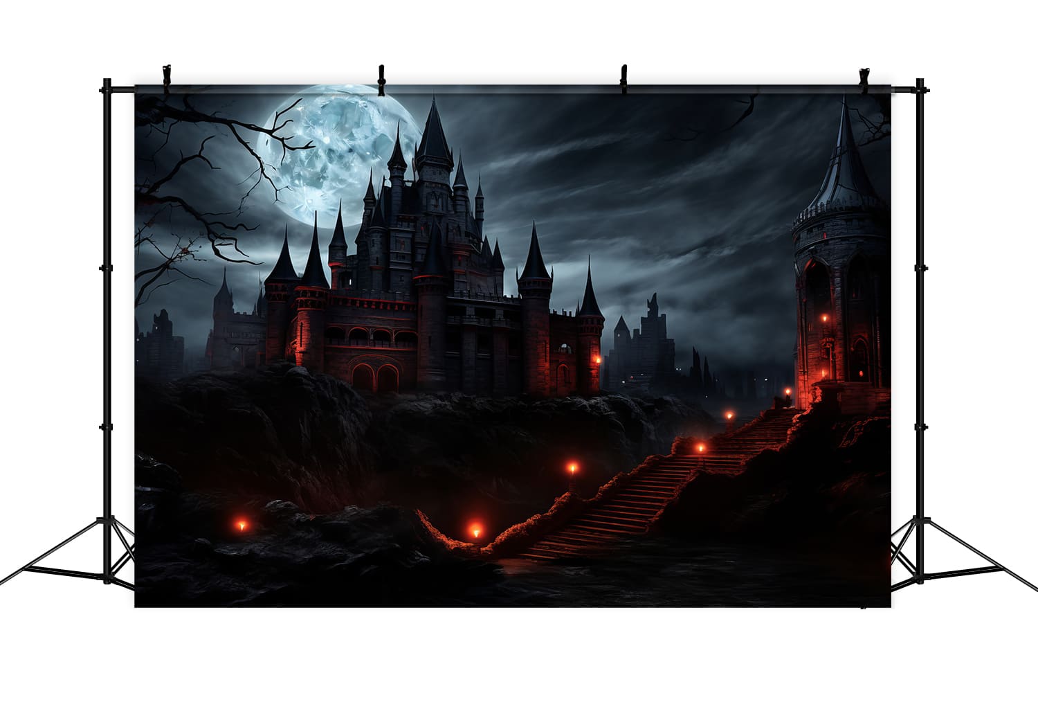 Halloween Night Mysterious Castle Backdrop UK RR7-53