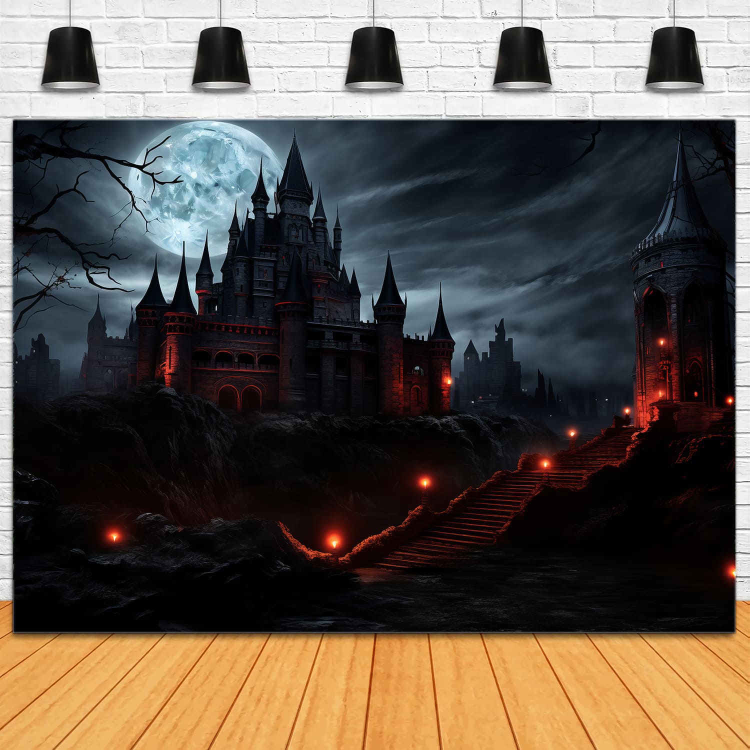 Halloween Night Mysterious Castle Backdrop UK RR7-53