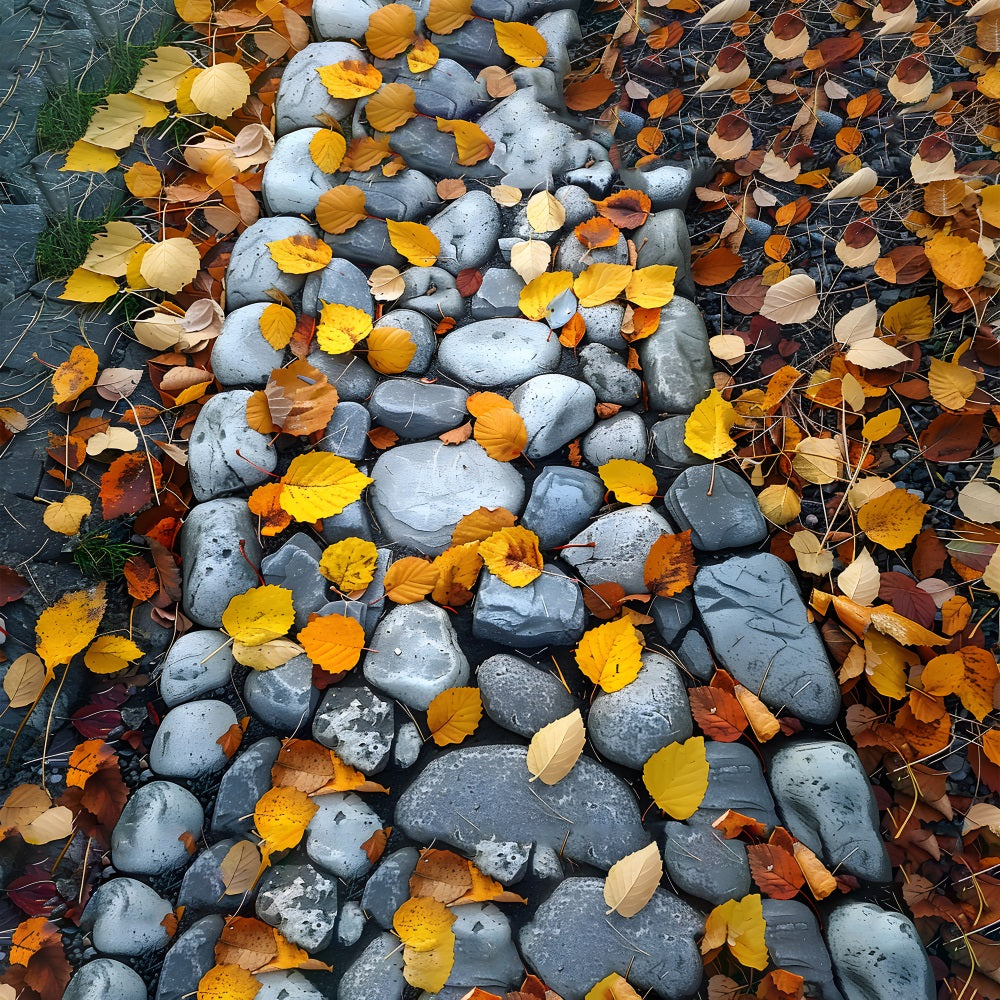 Withered Leaves Cobblestone Trail Floor Backdrop UK RR7-536