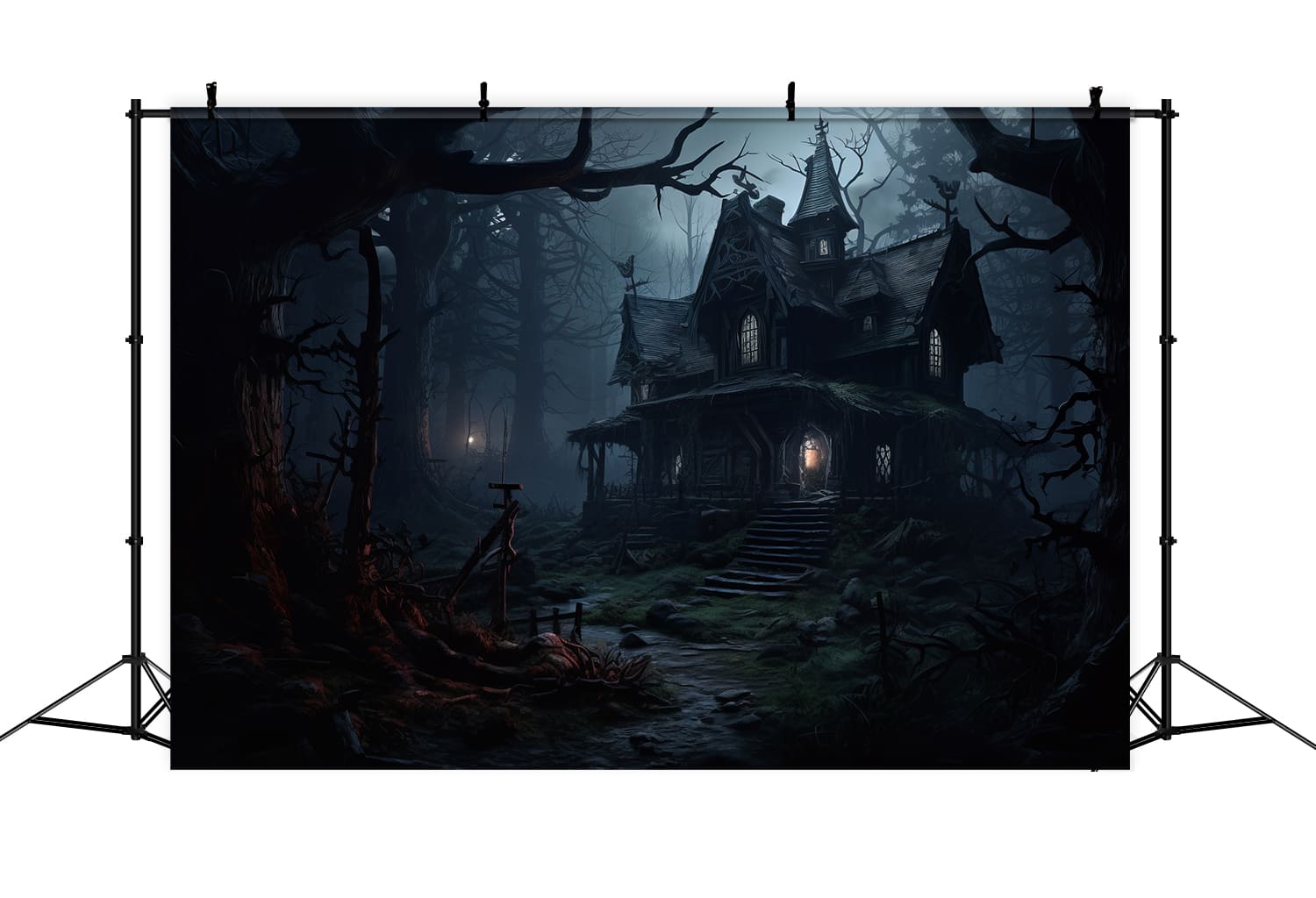 Horror Halloween Forest Houses Backdrop UK RR7-55