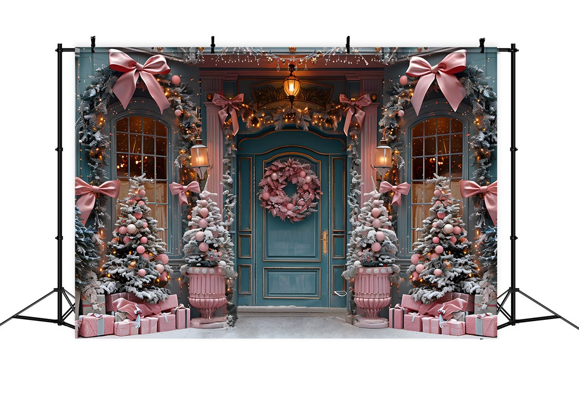 Christmas Elegant Pink Bow Door Decor Backdrop UK RR7-566