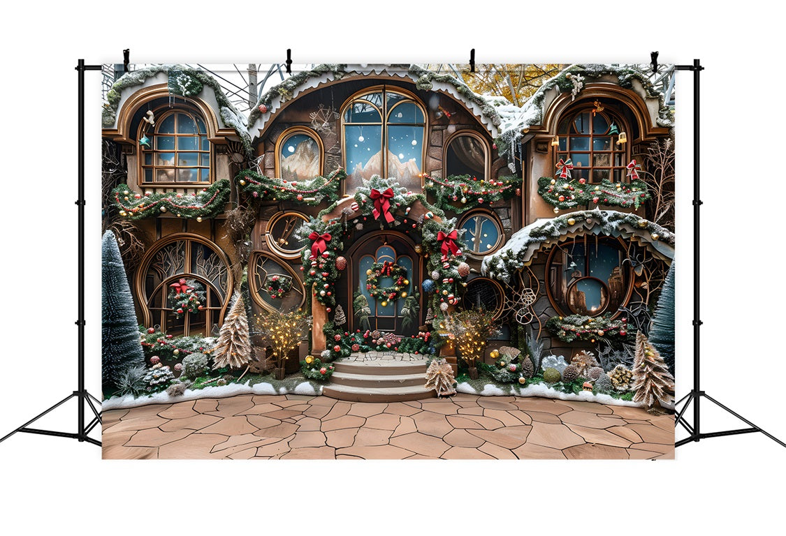 Christmas Rustic Cottage Wonderland Backdrop UK RR7-568