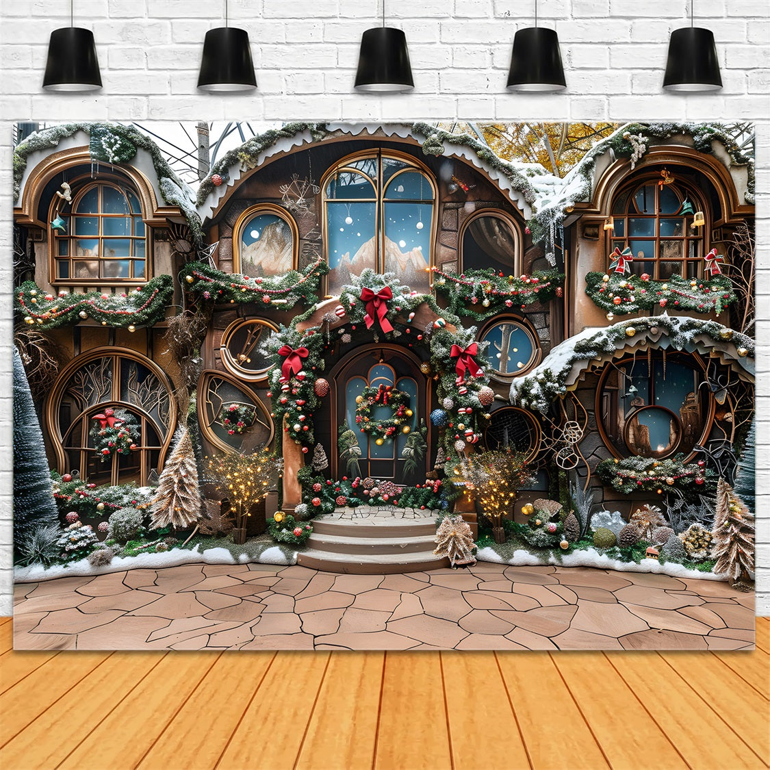 Christmas Rustic Cottage Wonderland Backdrop UK RR7-568