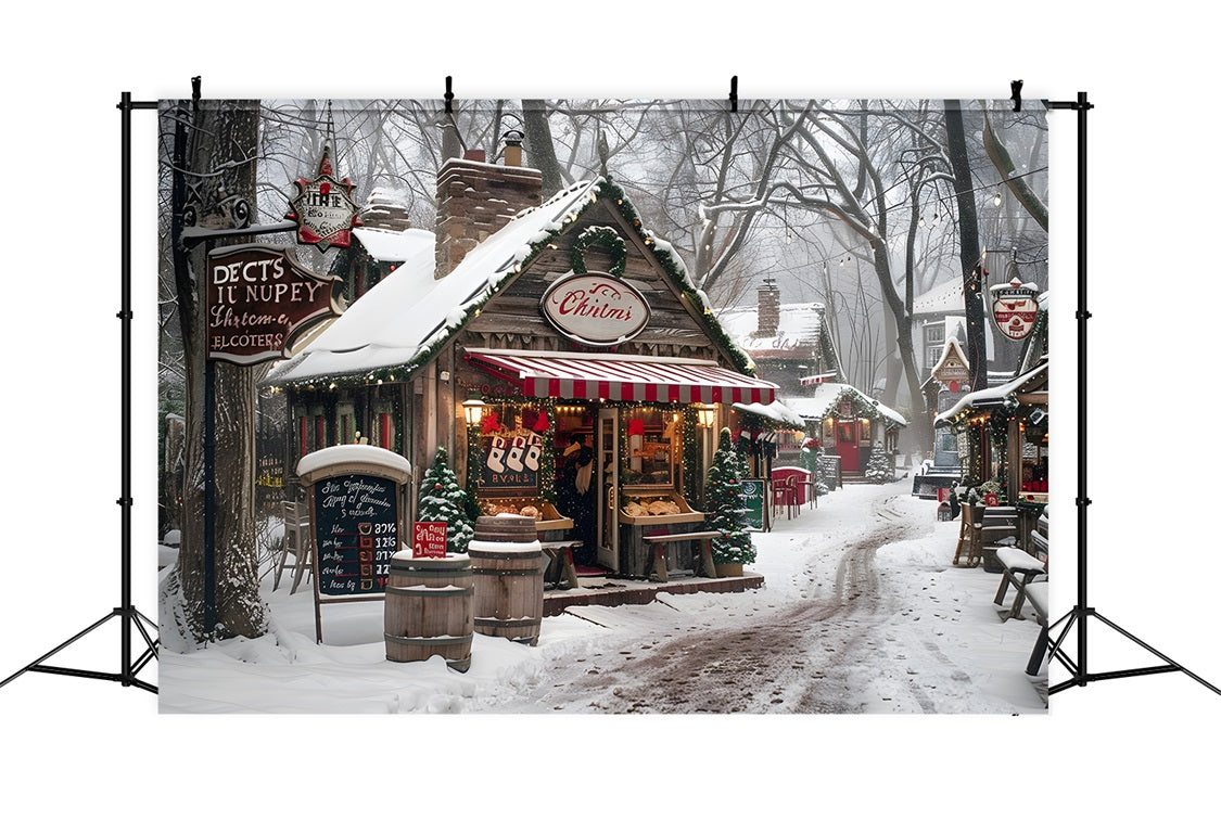 Christmas Cozy Village Market Backdrop UK RR7-570