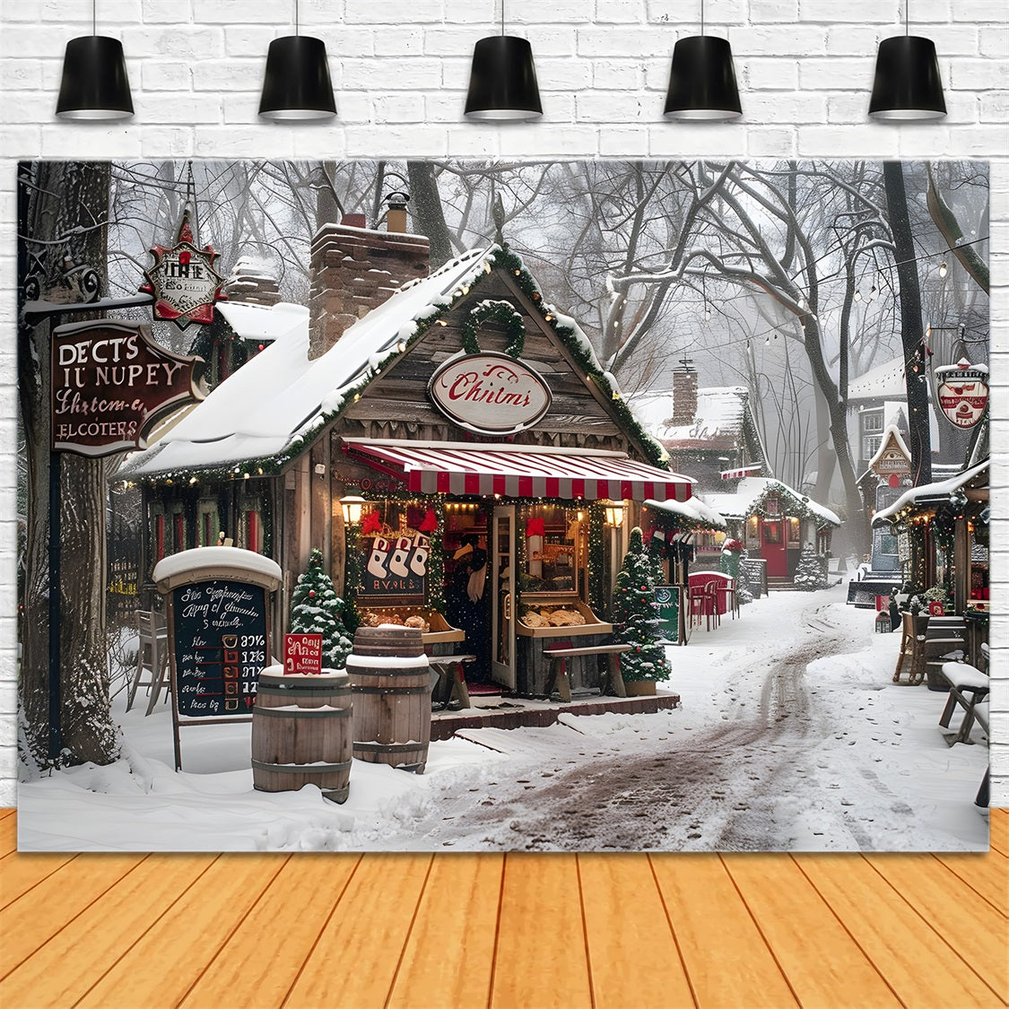 Christmas Cozy Village Market Backdrop UK RR7-570