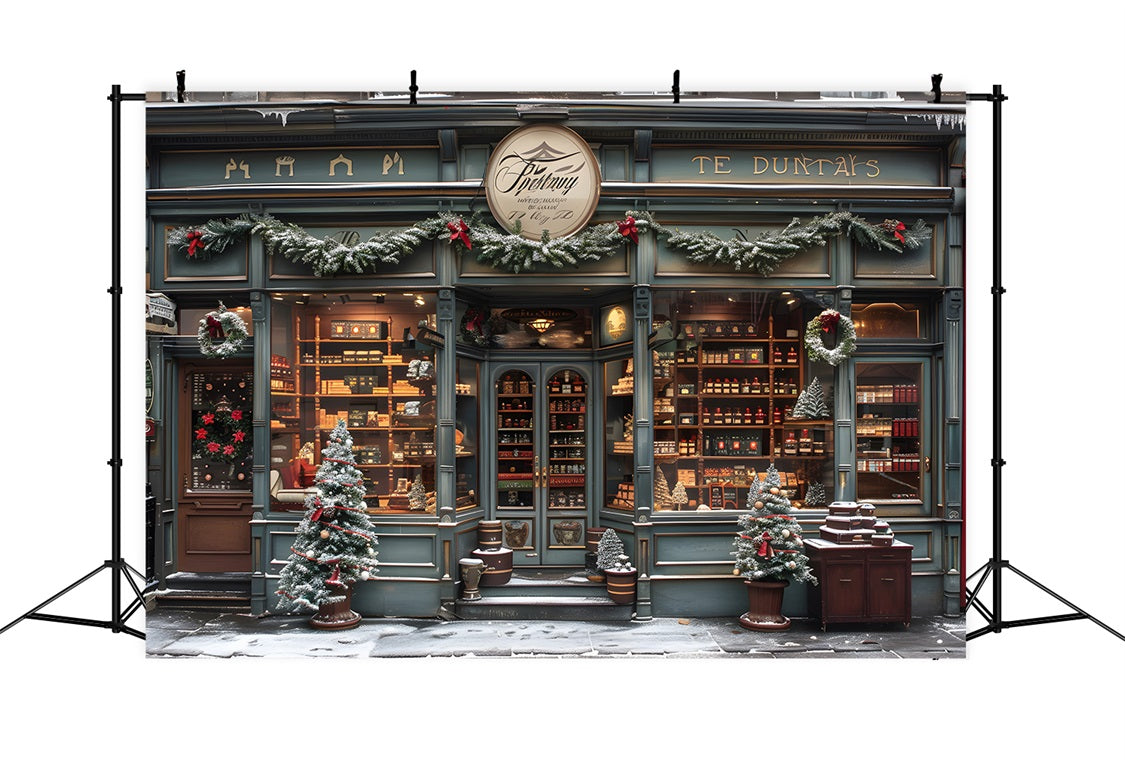 Christmas Old-Fashioned Shopfront Backdrop UK RR7-571