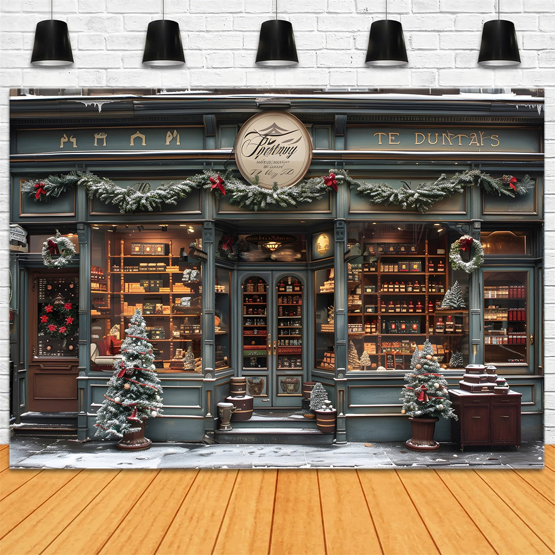 Christmas Old-Fashioned Shopfront Backdrop UK RR7-571