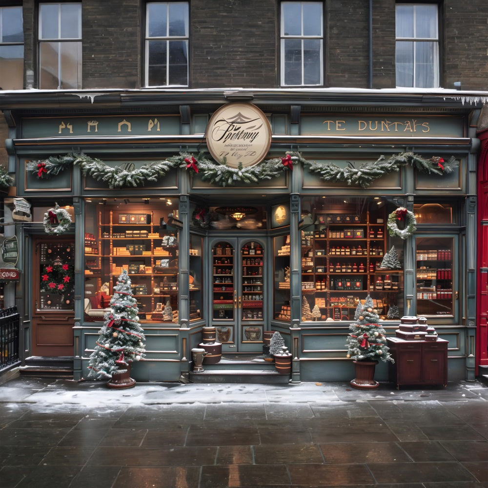 Christmas Old-Fashioned Shopfront Backdrop UK RR7-571