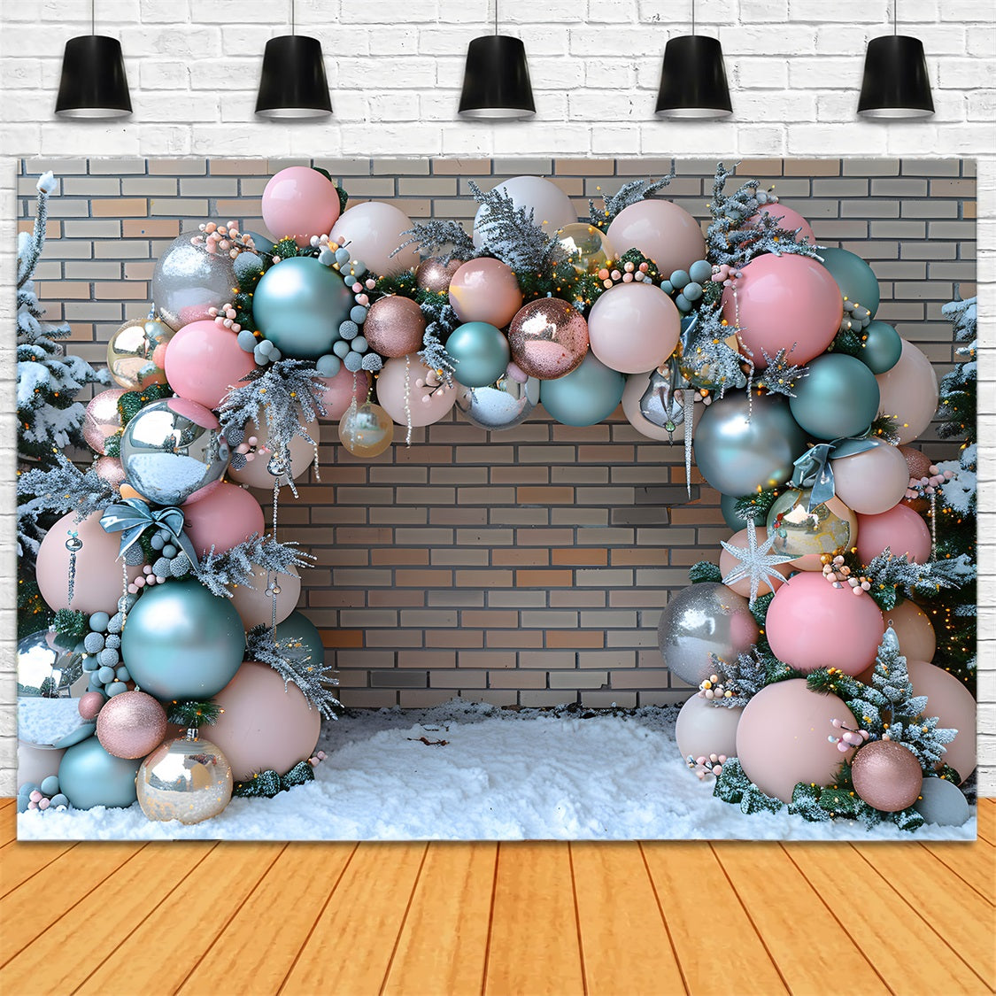 Christmas Balloon Arch Wonderland Backdrop UK RR7-574