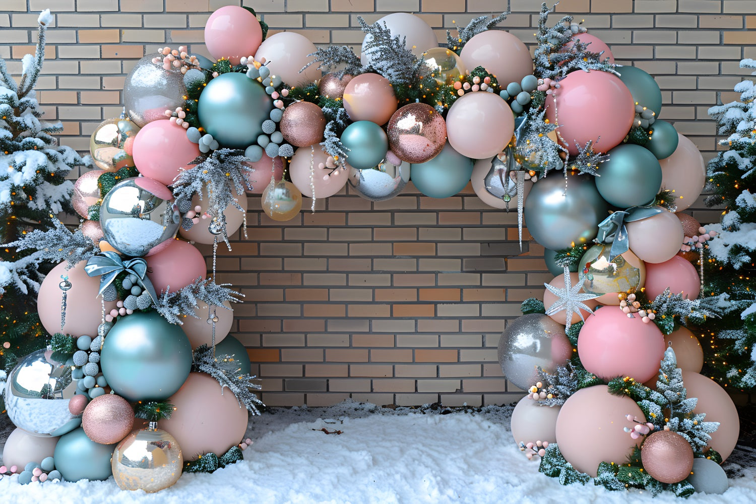 Christmas Balloon Arch Wonderland Backdrop UK RR7-574