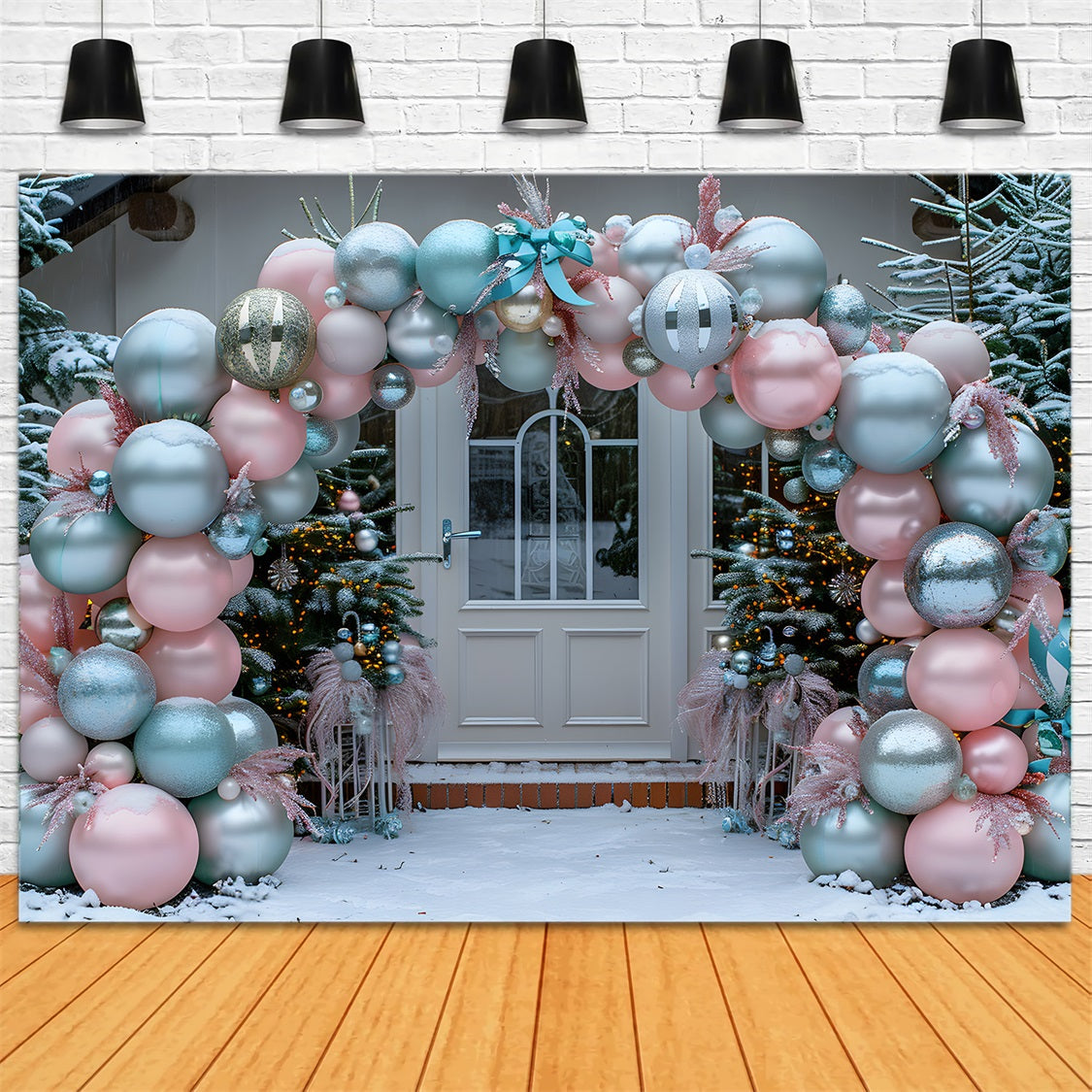 Christmas Elegant Balloon Arch Backdrop UK RR7-575