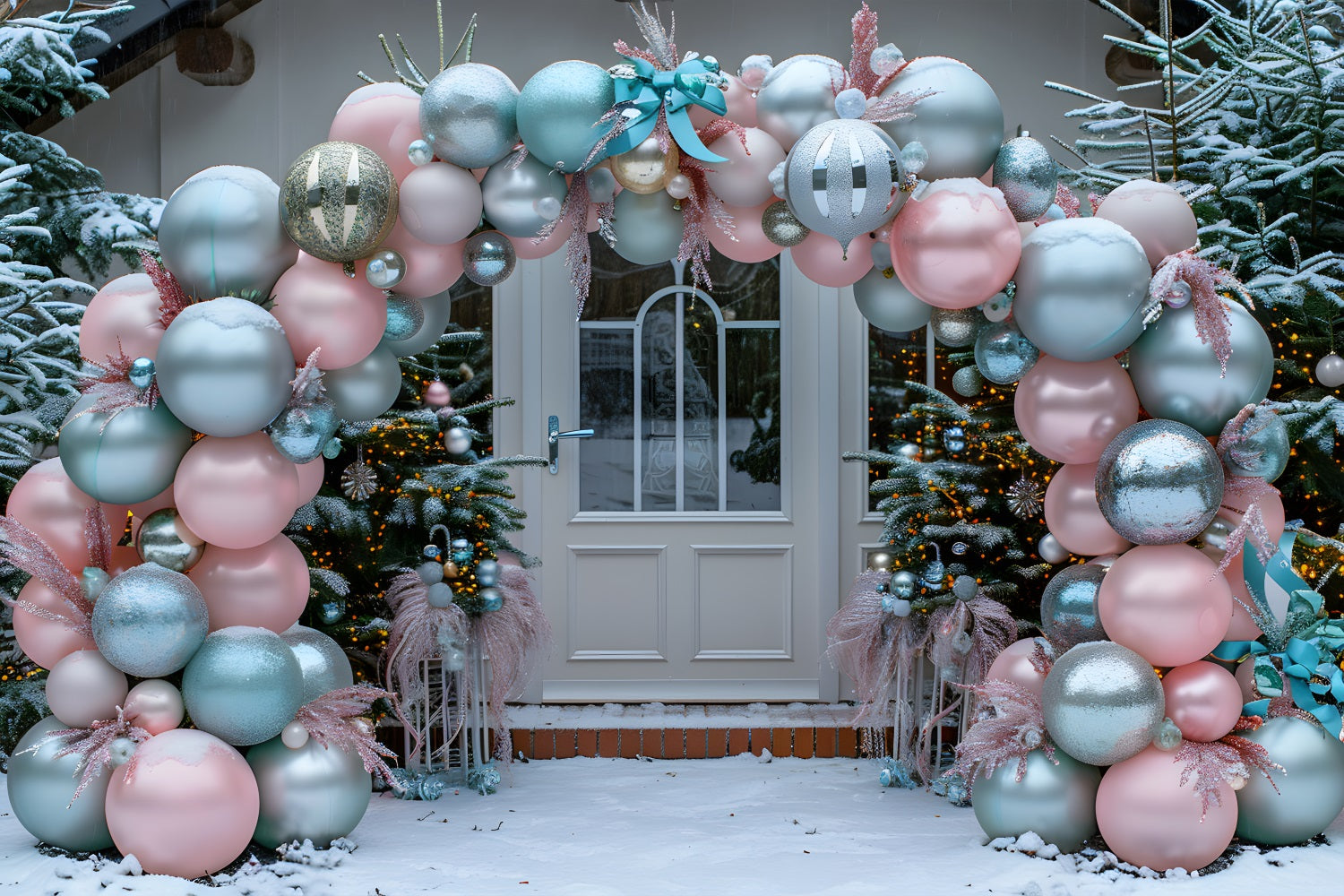 Christmas Elegant Balloon Arch Backdrop UK RR7-575