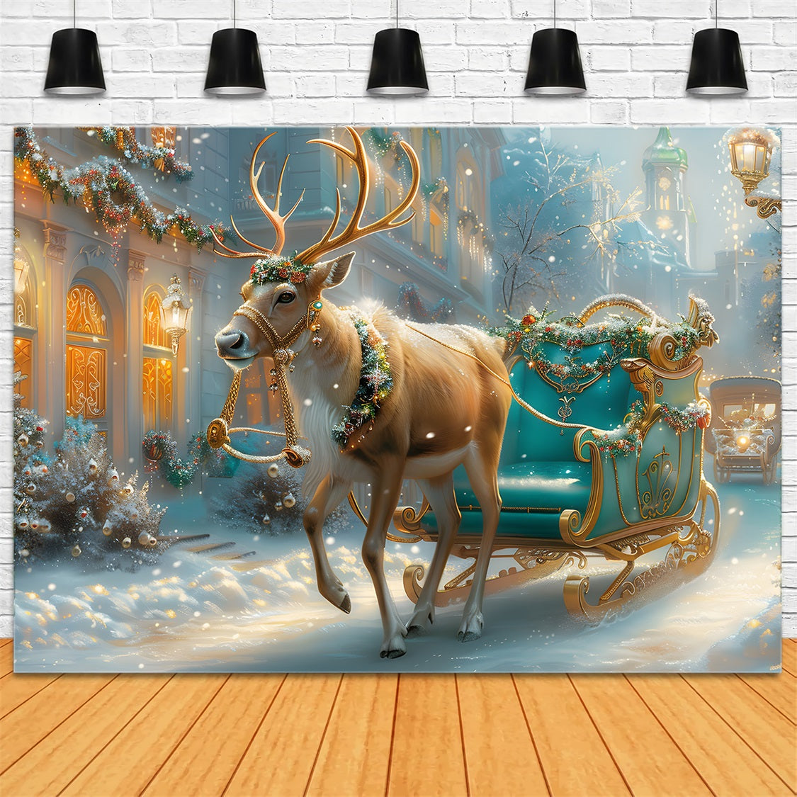 Christmas Enchanted Sleigh Ride Backdrop UK RR7-577