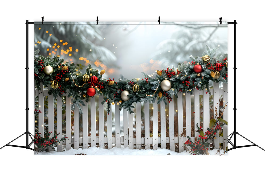 Christmas Festive Garland Fence Backdrop UK RR7-579