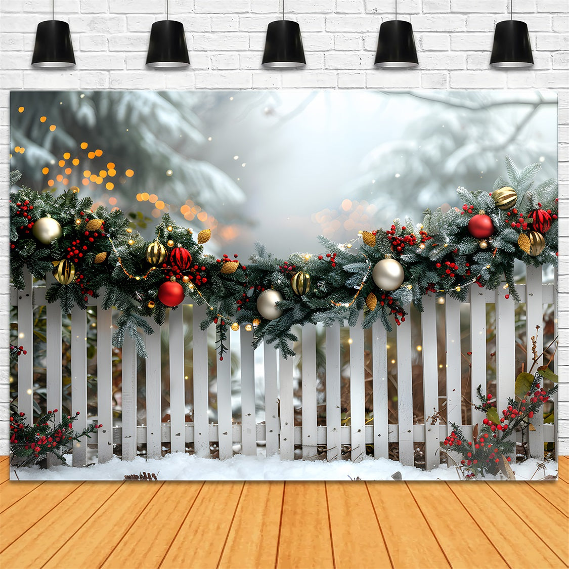 Christmas Festive Garland Fence Backdrop UK RR7-579