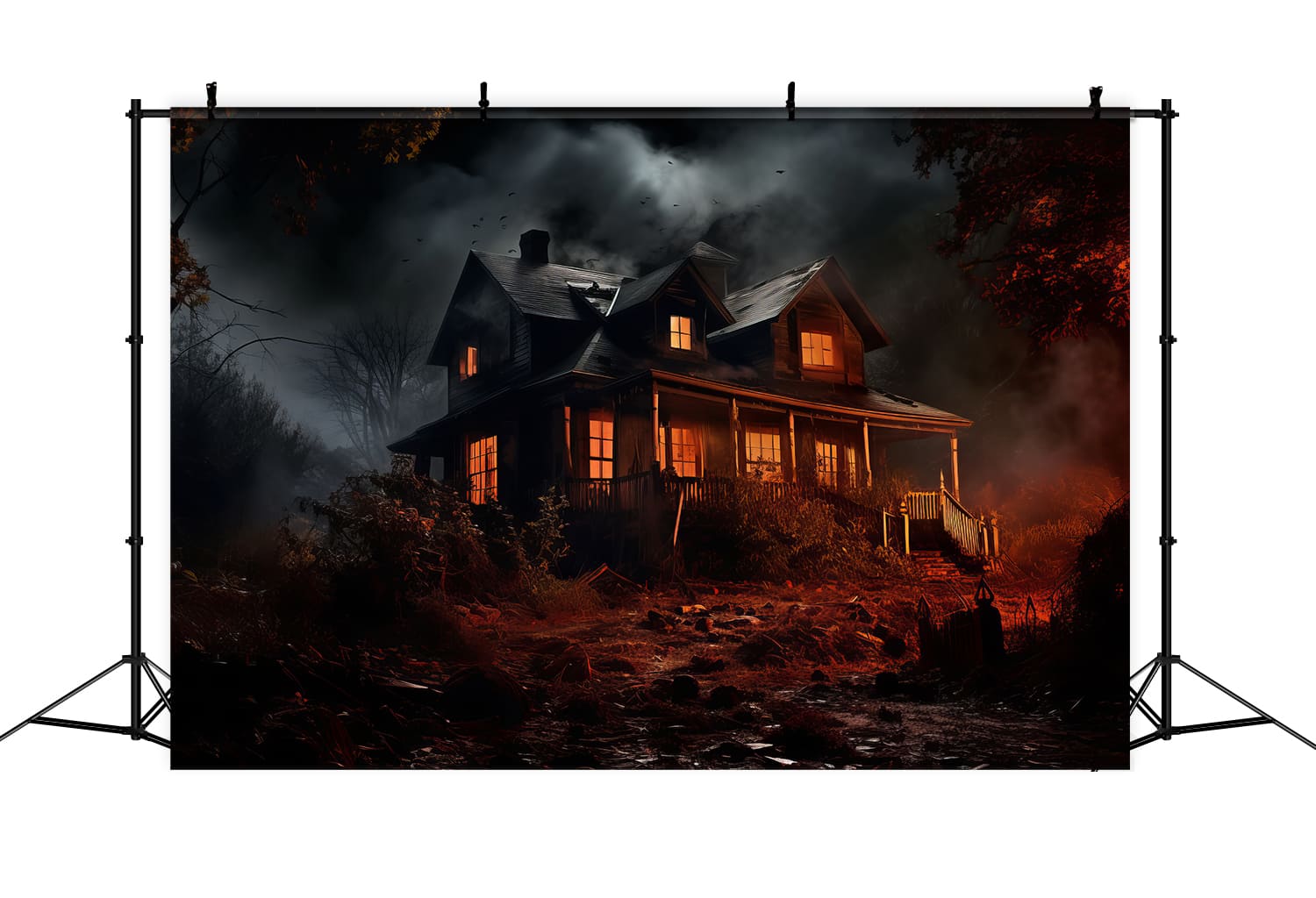 Haunted Houses Halloween Photography Backdrop UK RR7-58