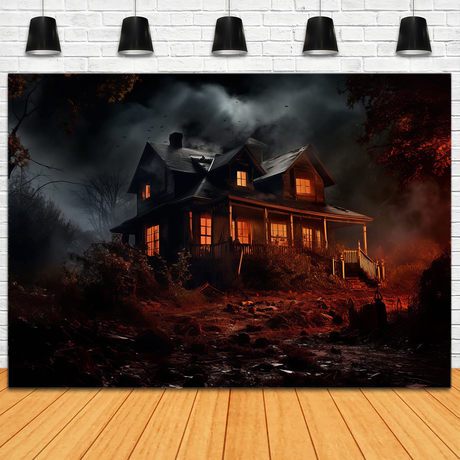 Haunted Houses Halloween Photography Backdrop UK RR7-58