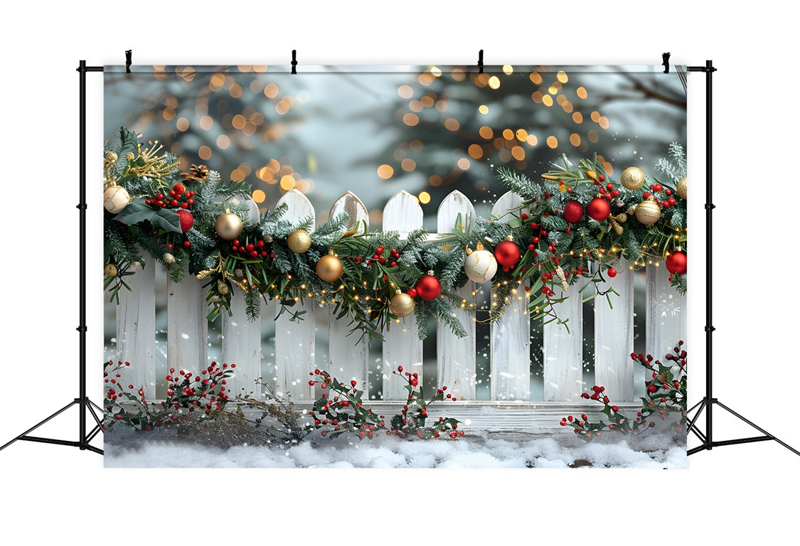 Christmas Joyful Garland Fence Backdrop UK RR7-580