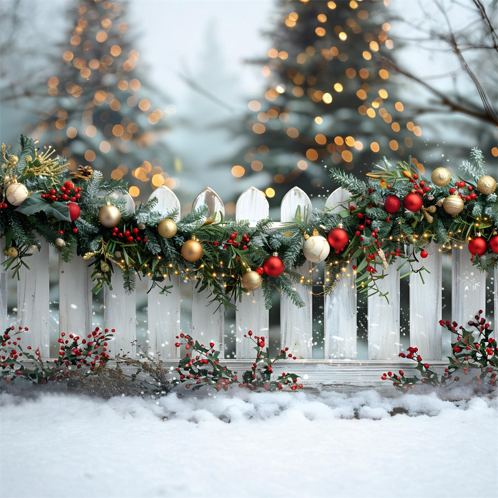 Christmas Joyful Garland Fence Backdrop UK RR7-580