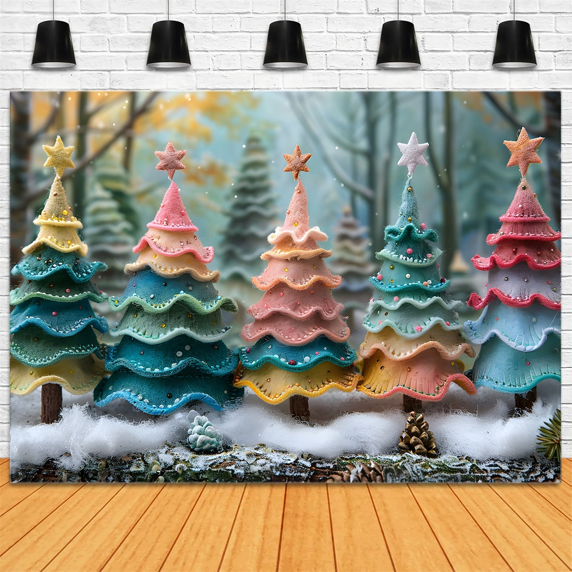 Christmas Whimsical Cookie Trees Backdrop UK RR7-581