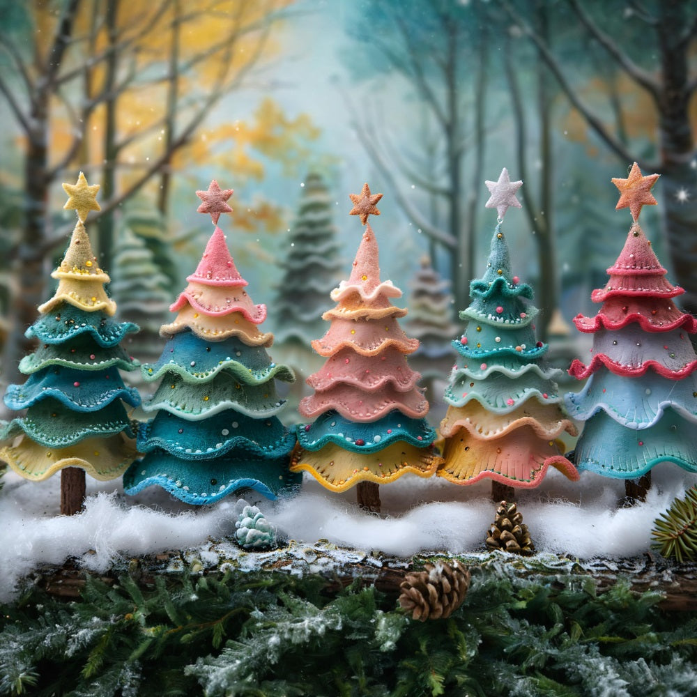 Christmas Whimsical Cookie Trees Backdrop UK RR7-581