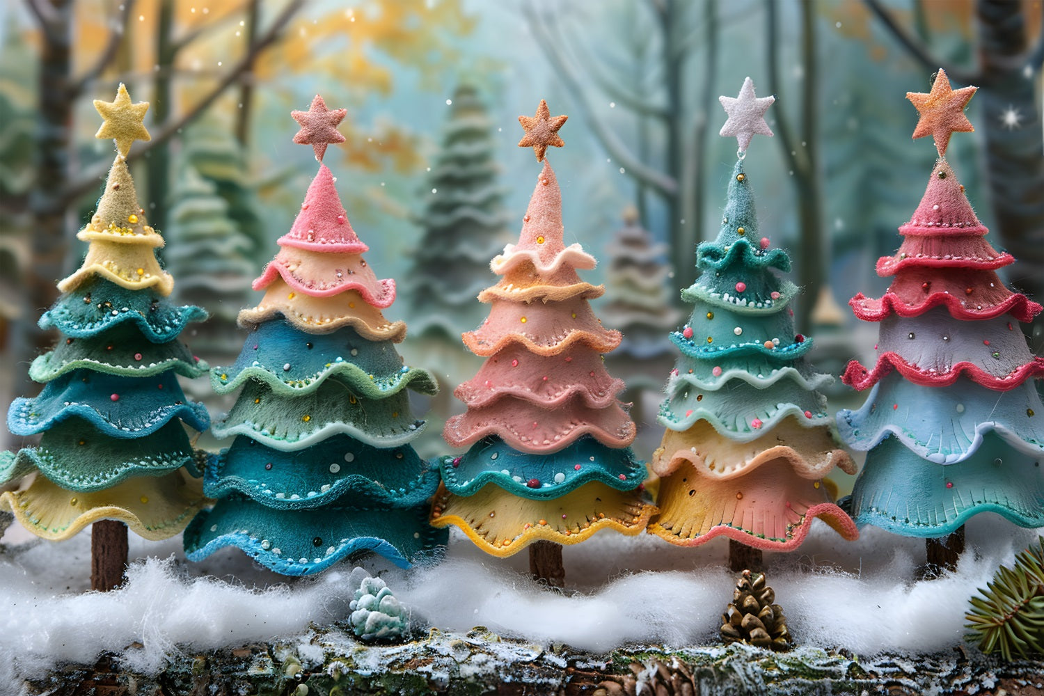 Christmas Whimsical Cookie Trees Backdrop UK RR7-581