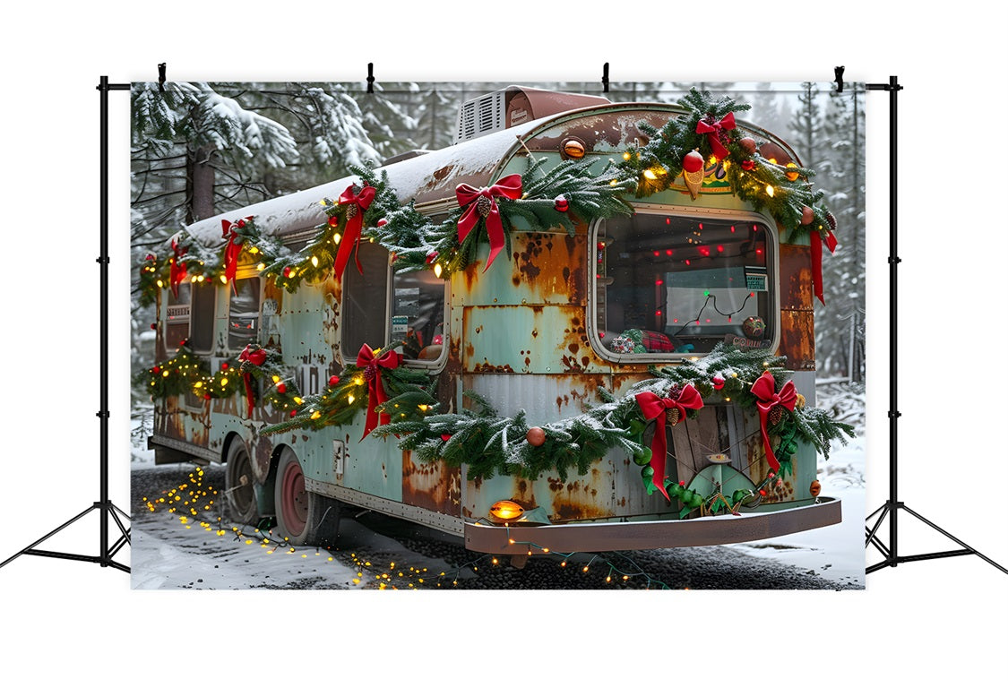 Christmas Rustic Trailer Wonderland Backdrop UK RR7-582