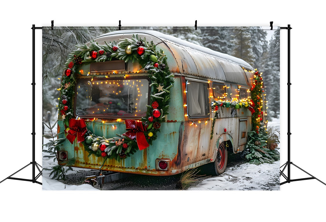 Christmas Vintage Holiday Trailer Backdrop UK RR7-583